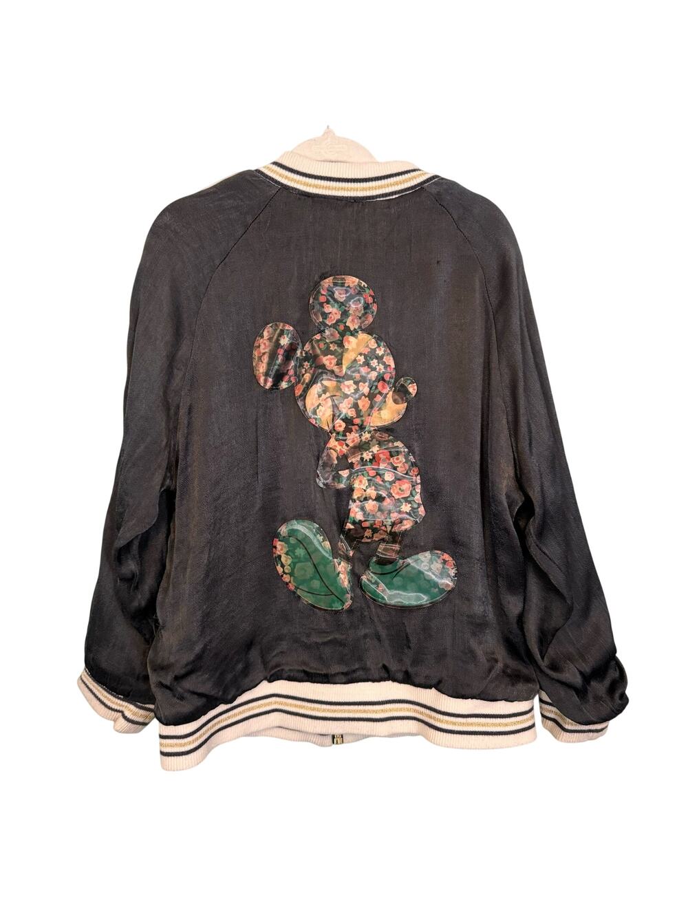 Zara X Disney Bomber Jacket Kids Girl Size 7 Black Mickey Mouse Outdoor Gorpcore